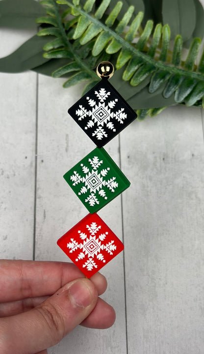 Custom Aztec Snowflake Silicone Focal Bead, Spanish Christmas Silicone Bead