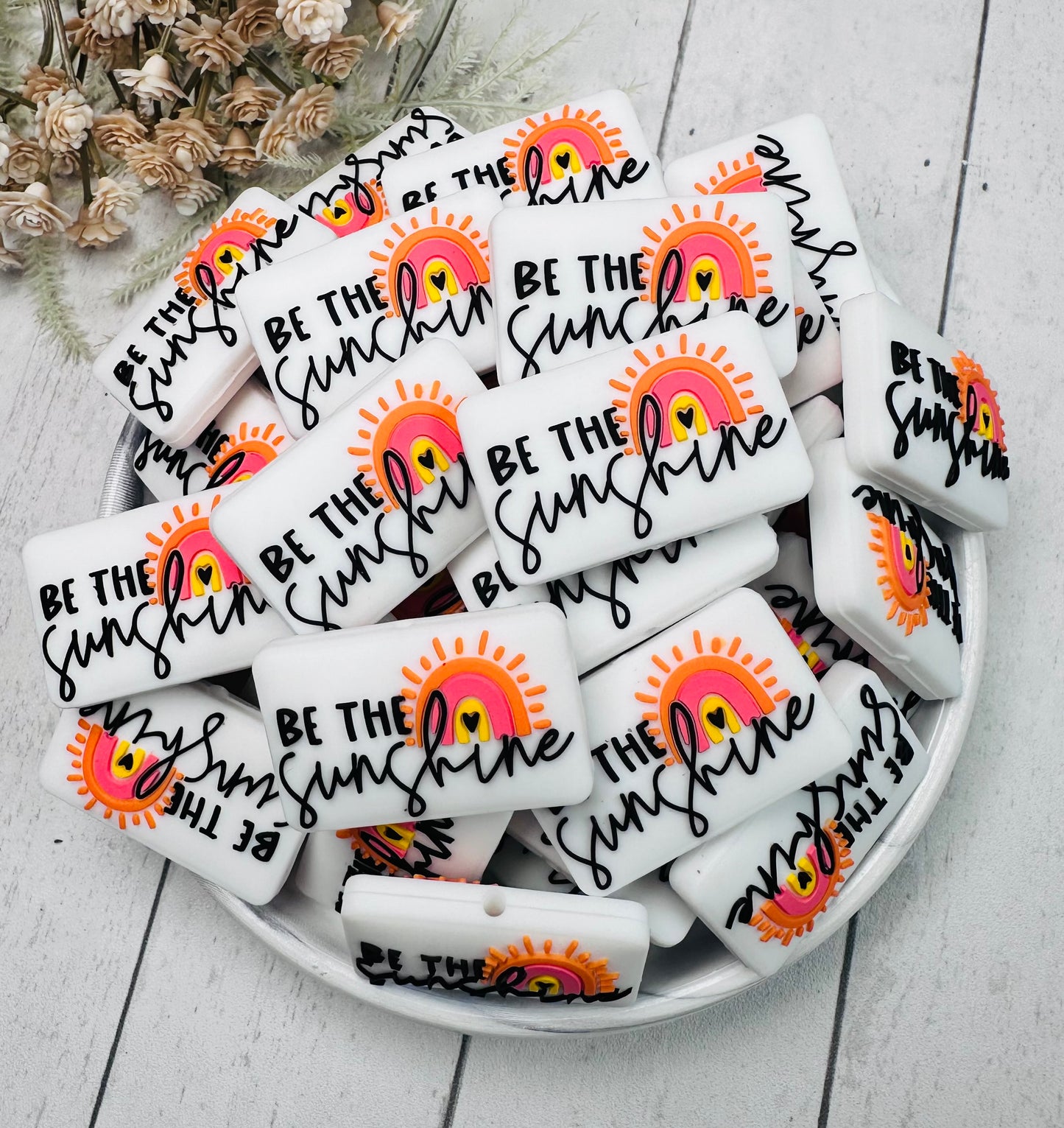 Q- Be The Sunshine EXCLUSIVE Silicone Focal Bead, Motivational Focal Bead, Summer Focal Bead