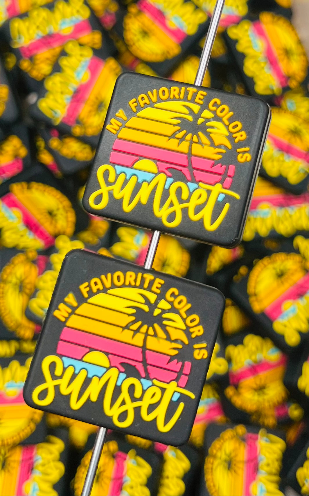 Q- My Favorite Color is Sunset Silicone Focal Bead, Summer Focal Bead