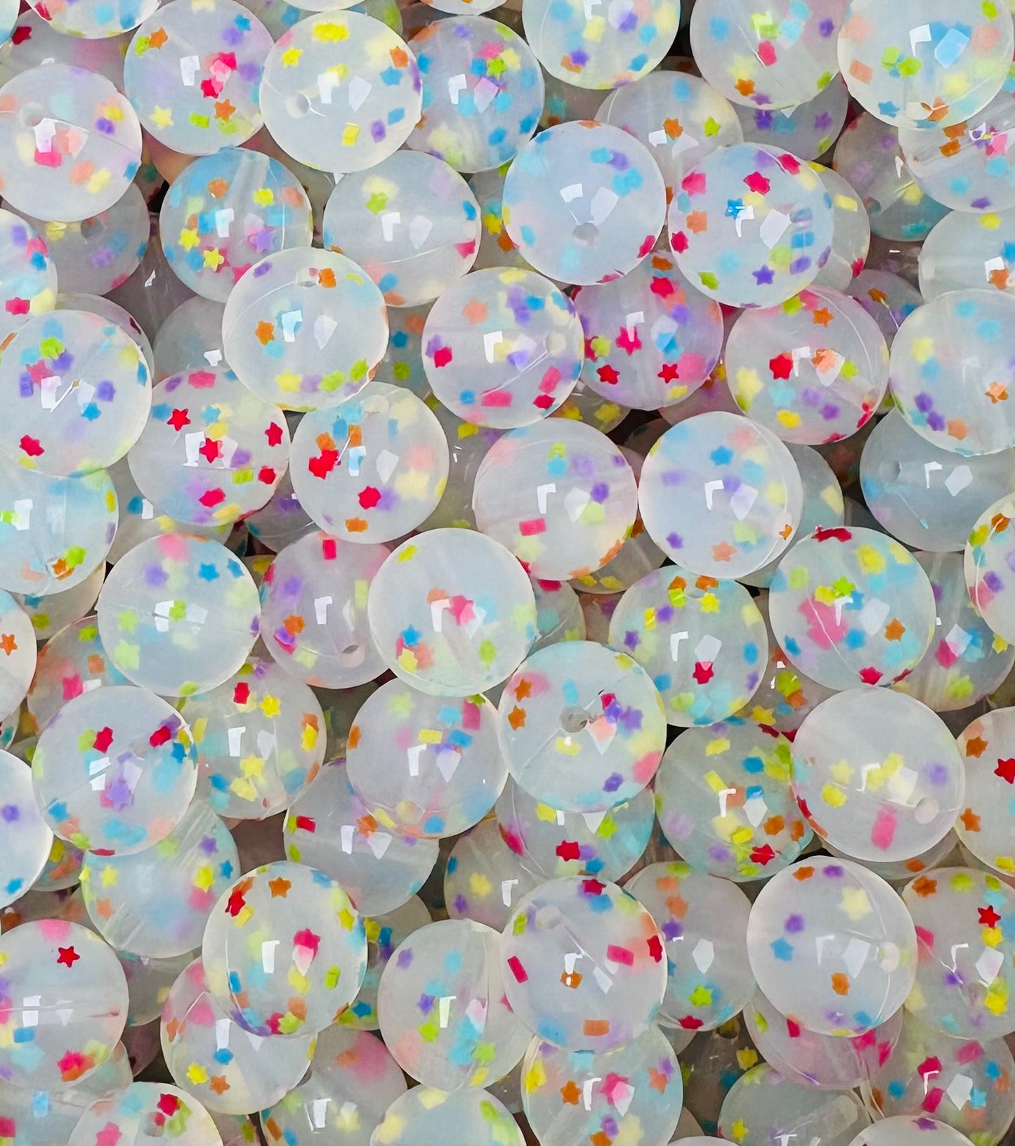 15mm Confetti MULTI Color STARS Round Silicone Beads, Beads Wholesale