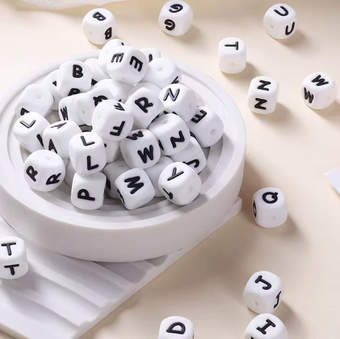 12mm LETTERS White Cube with Black Letter