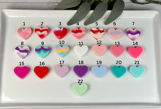 Flat Heart Silicone Focal Bead, Heart Shape Silicone Bead
