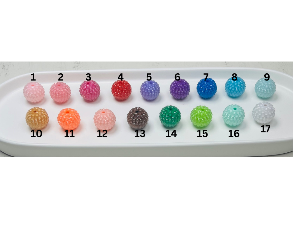 20mm FROSTED Rhinestone Round Acrylic Beads