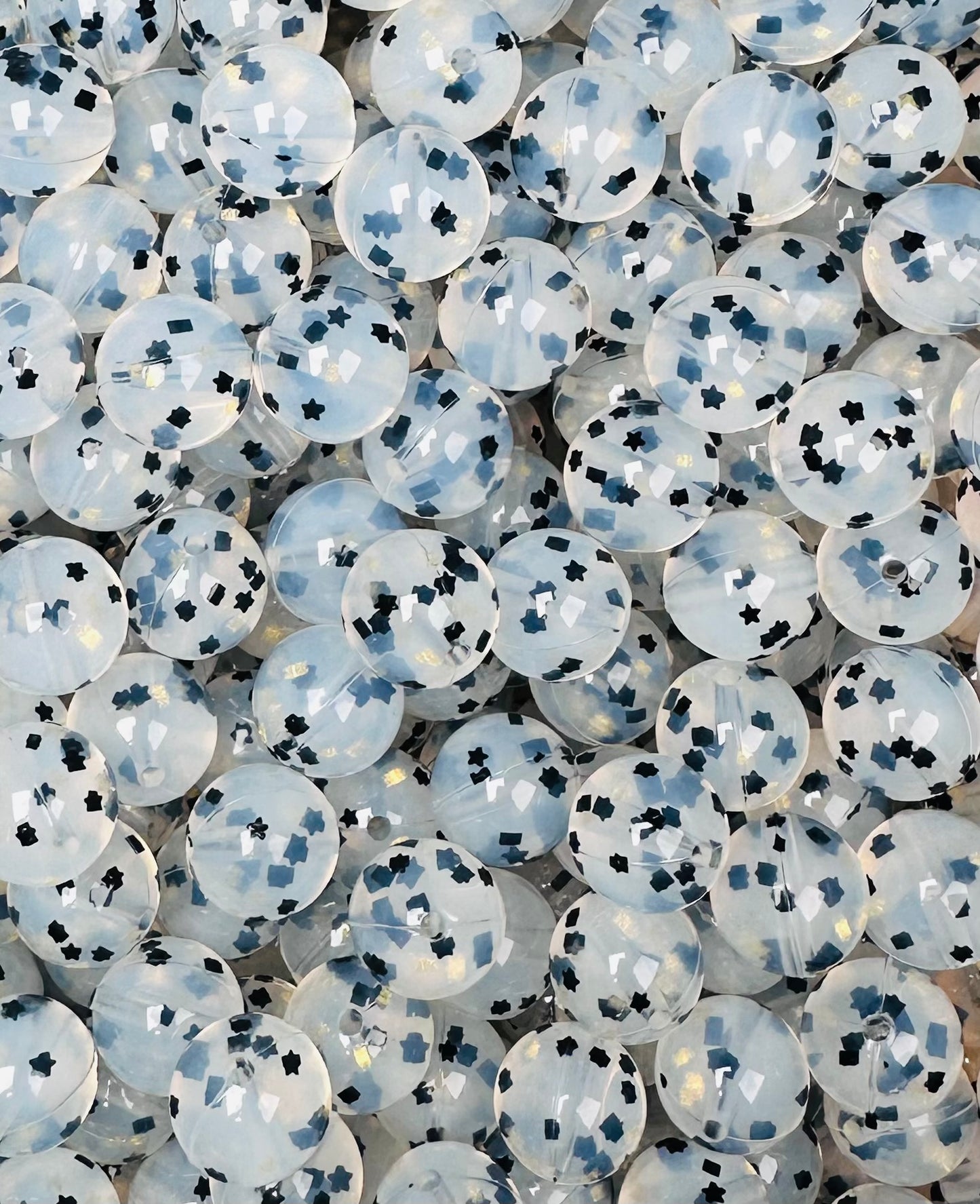 15mm Confetti Black Stars Round Silicone Beads, Beads Wholesale