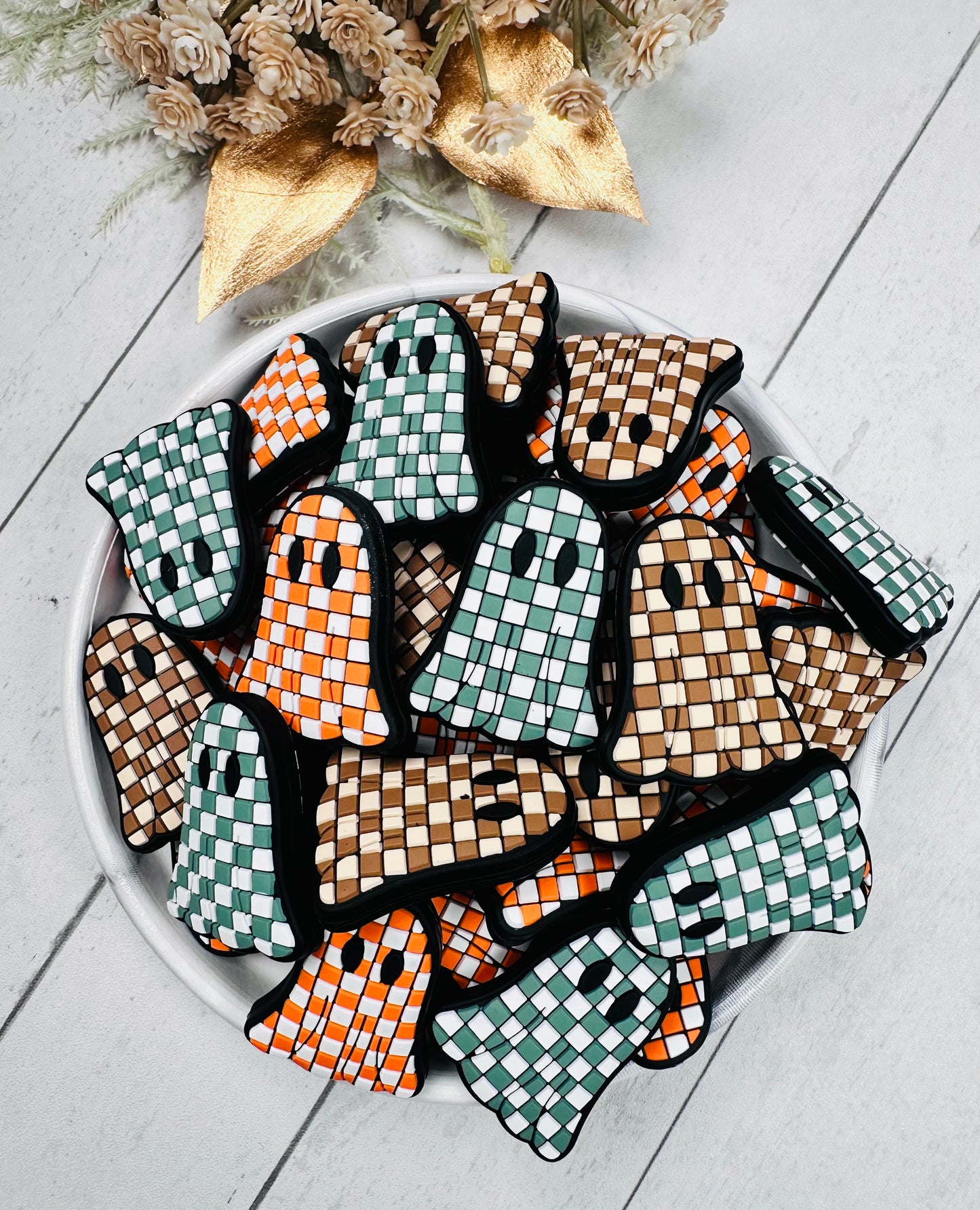 Checker GHOST EXCLUSIVE Silicone Focal Bead, Fall Silicone Bead