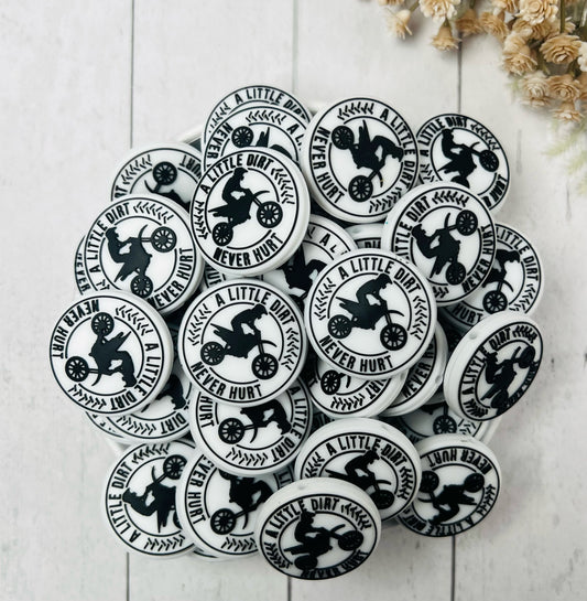 P- A Little Dirt Never Hurt EXCLUSIVE Silicone Focal Bead, Dirt Bike Focal Bead