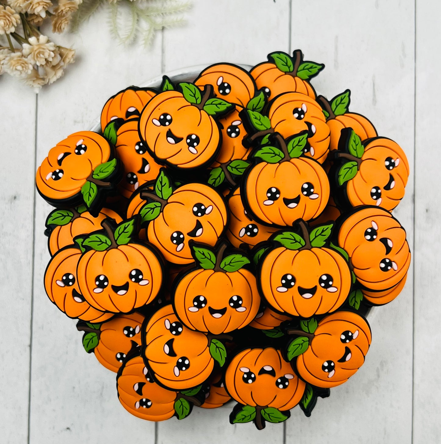 H- Happy Jack Pumpkin Silicone Focal Bead, Halloween Silicone Bead