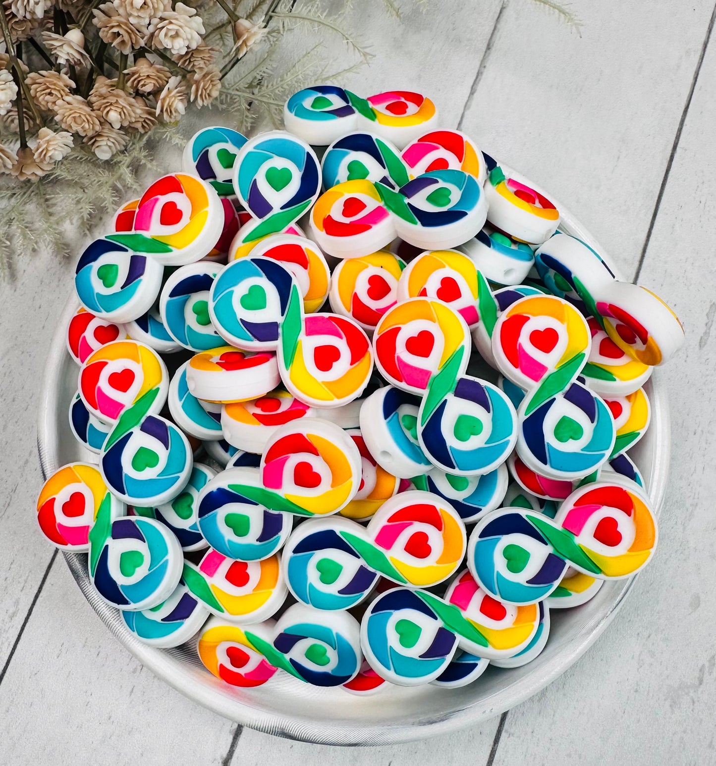 Infinity Rainbow Focal Silicone Bead, Infinity Focal Bead