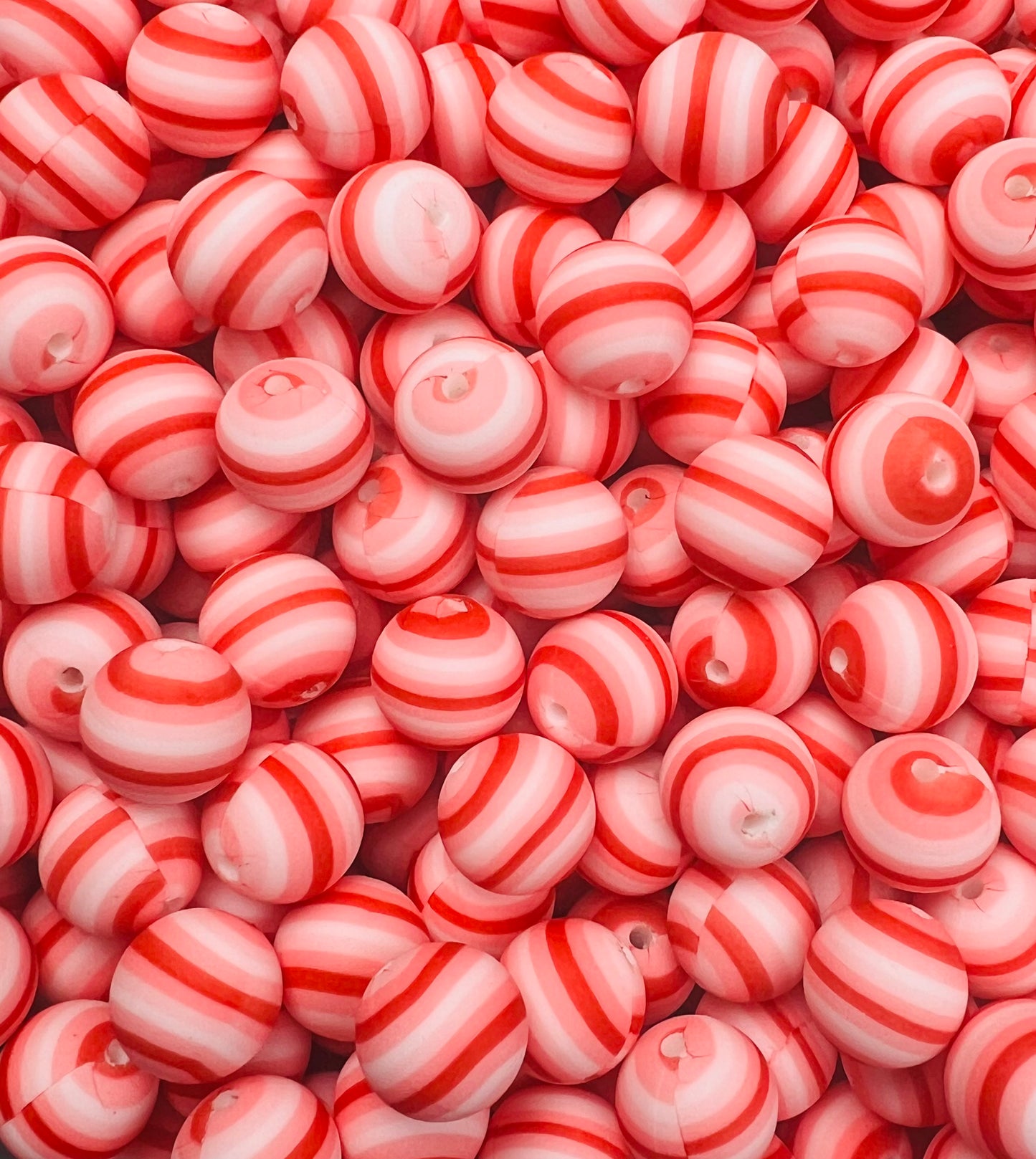 15mm Print VALENTINE Stripe EXCLUSIVE Round Silicone Beads