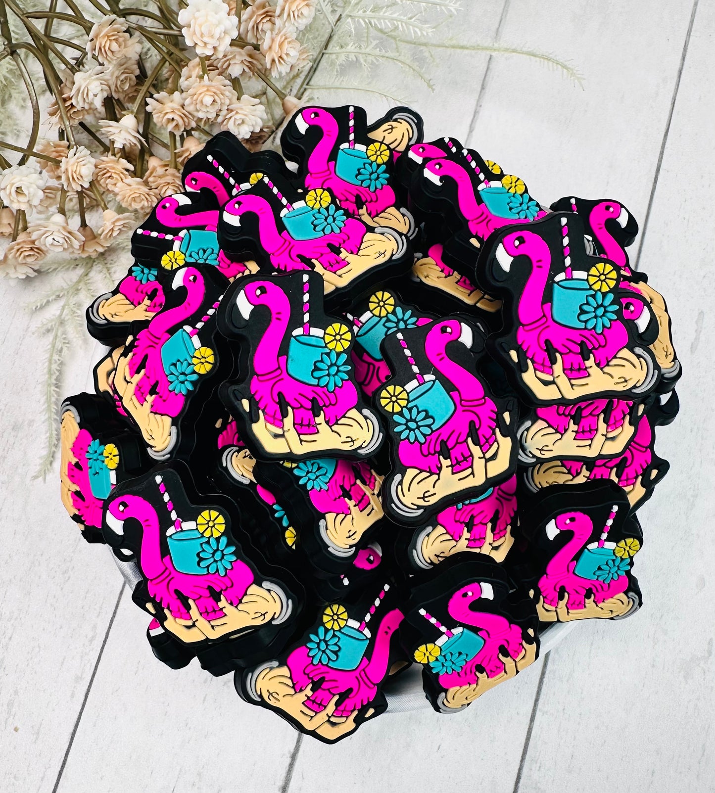 Flamingo Float Exclusive Collab Silicone Focal Bead, Western Focal Bead