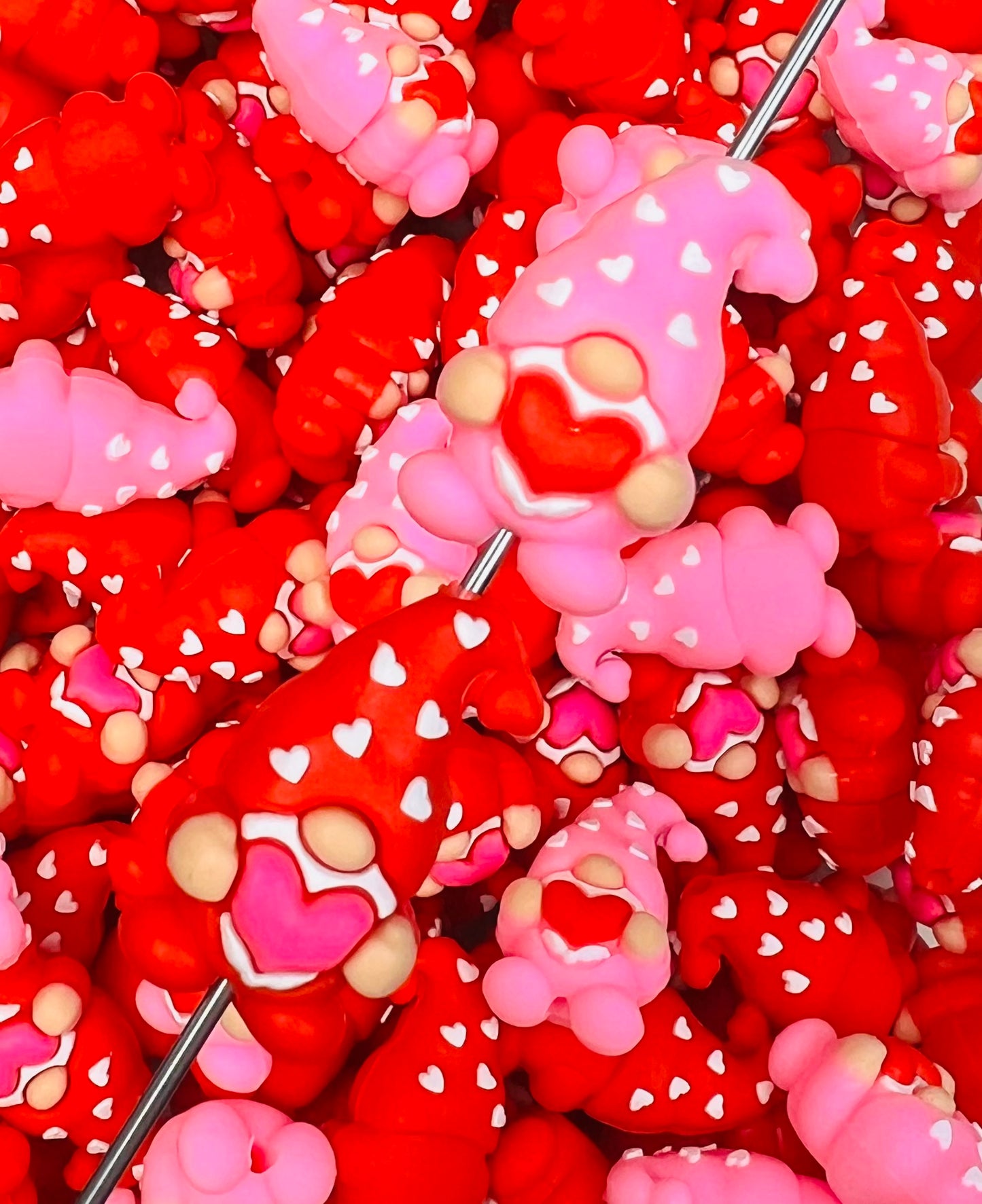 3D HEART Gnome Focal Bead,**NOT FOR TEETHING** Shape Silicone Bead