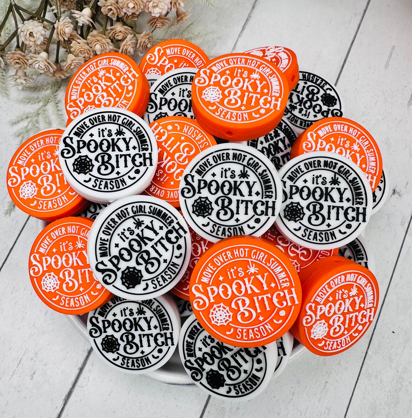 Move Over Hot Girl Summer, It's Spooky B@&% Season EXCLUSIVE Silicone Focal Bead, Halloween Silicone Bead