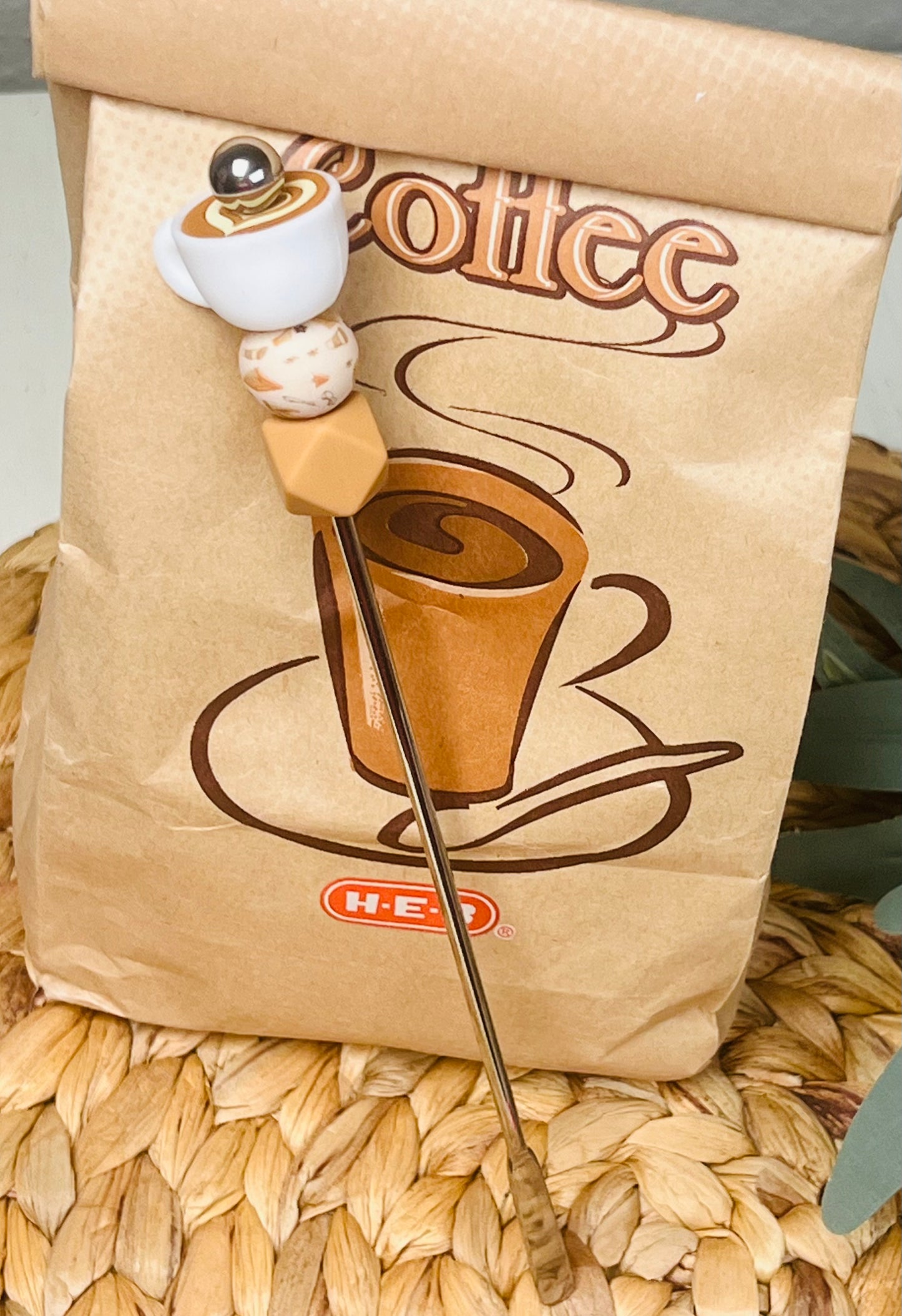 3D Cappuccino EXCLUSIVE Silicone Focal Bead,**NOT FOR TEETHING** Coffee Shape Silicone Bead