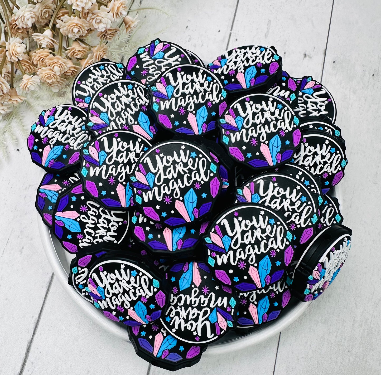 You Are Magical EXCLUSIVE Silicone Focal Bead, Motivational Focal Bead, Crystals Focal Bead