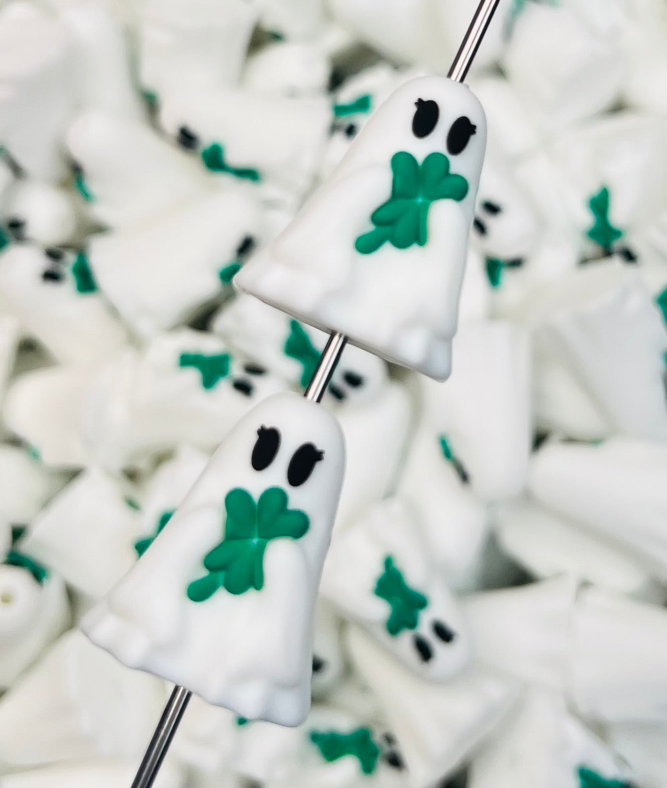 3D Ghostly Clover EXCLUSIVE Silicone Focal Bead,**NOT FOR TEETHING** 3D Shape Silicone Bead