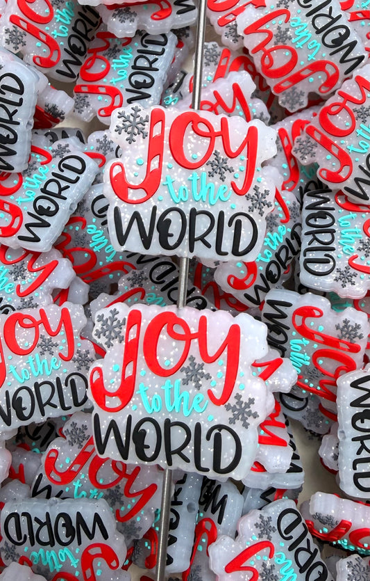C- Peppermint Joy To The World Silicone Focal Bead, Christmas Silicone Bead