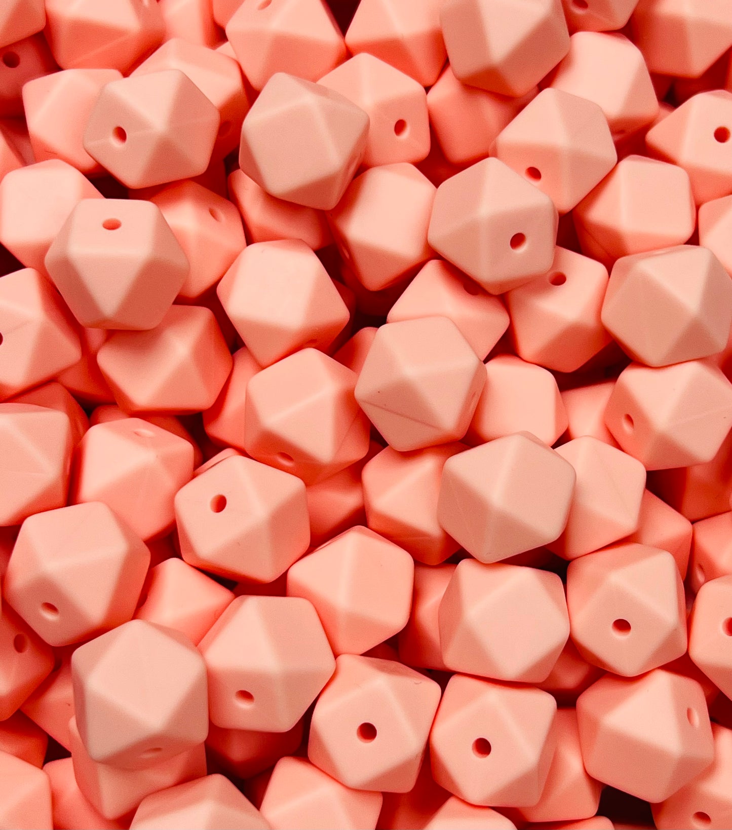 14mm Hexagon Sassy Peach Silicone Beads