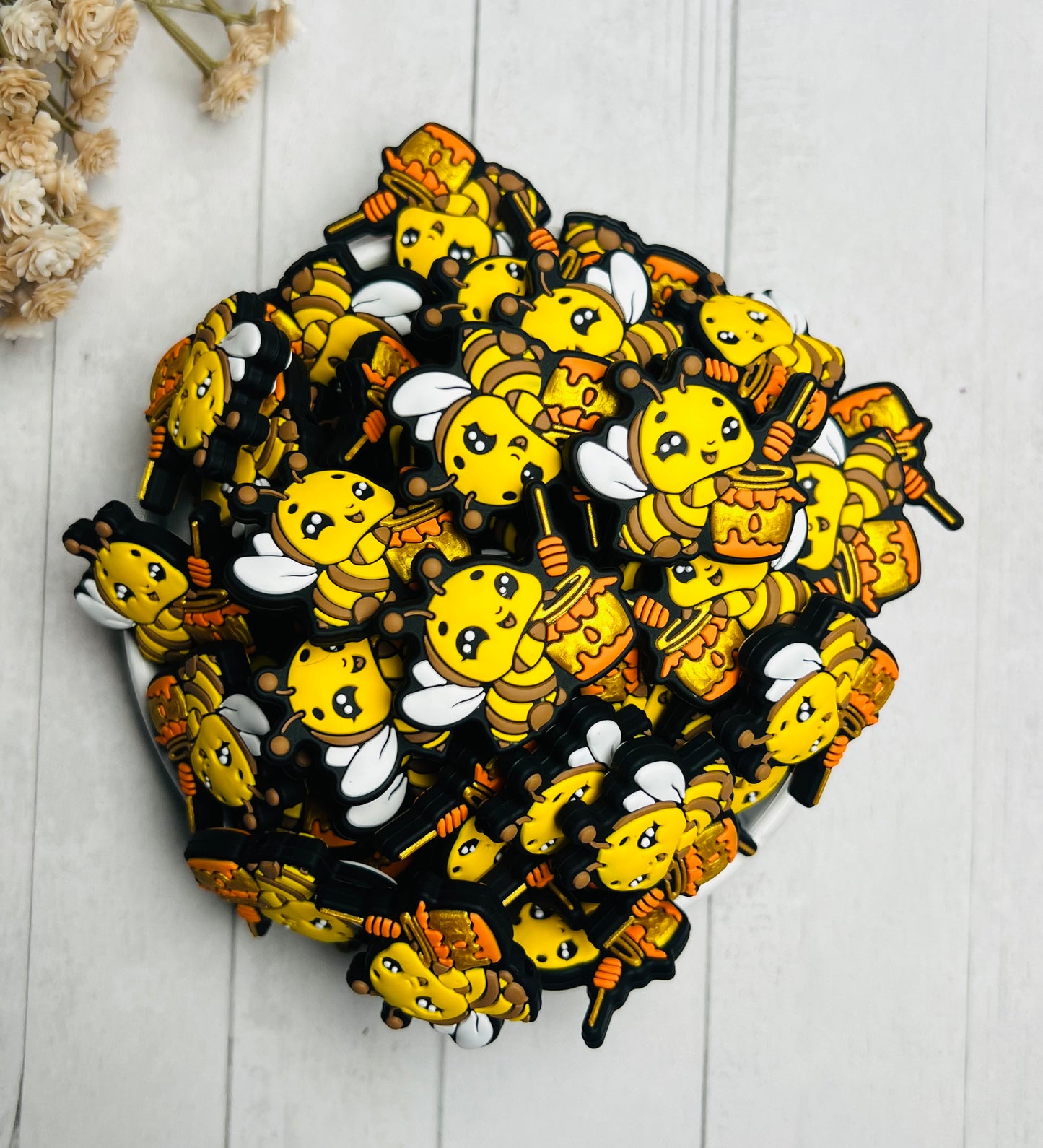 Honey Bee Silicone Focal Bead, Animal Shape Silicone Bead