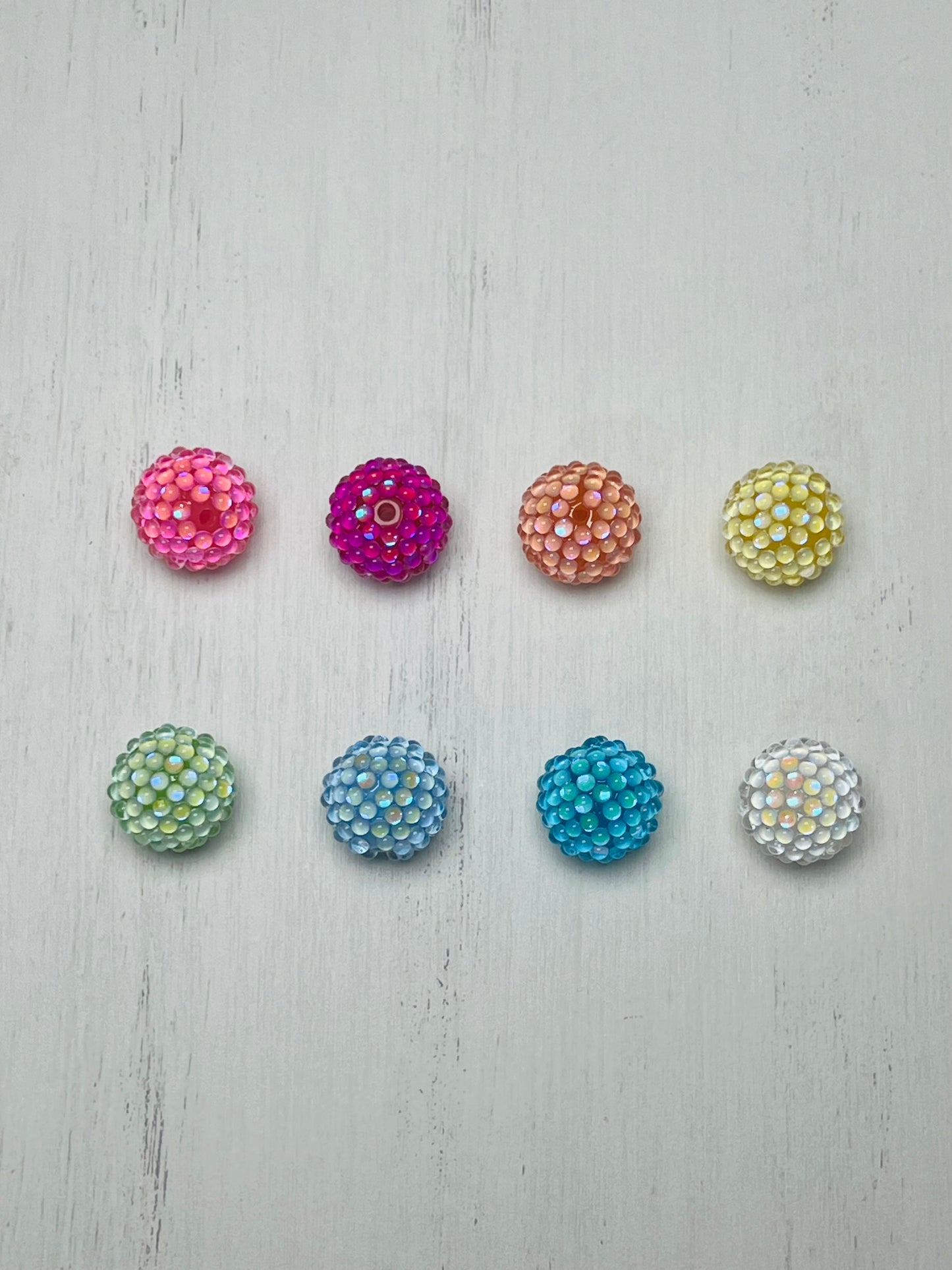 20mm Rhinestone IRIDESCENT PEARL Round Acrylic Beads