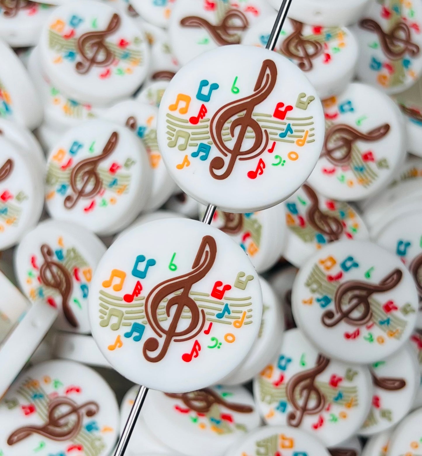 Clef and Notes Focal Silicone Bead, Music Focal Silicone Bead