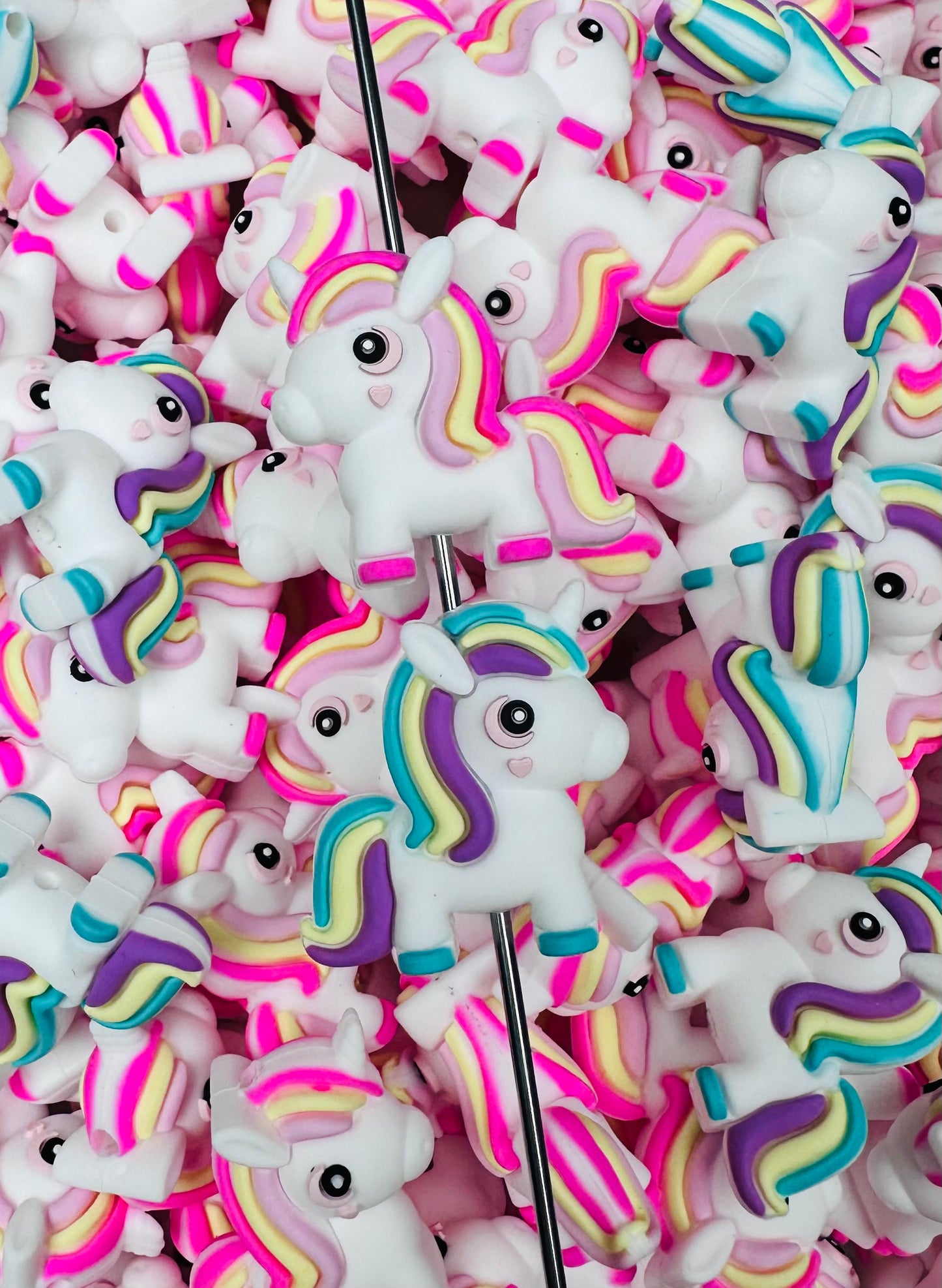 3D Baby Unicorn Silicone Focal Bead,**NOT FOR TEETHING** Animal Shape Silicone Bead