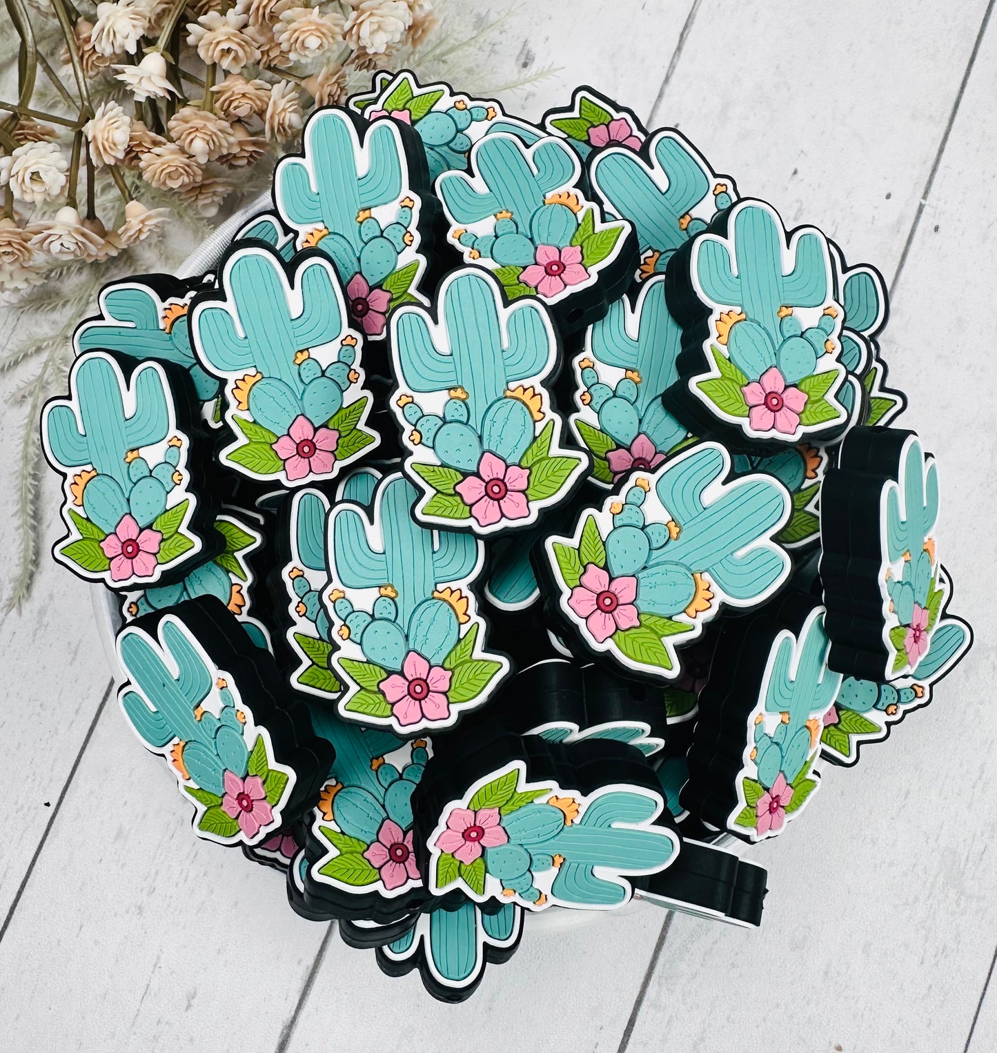 Cactus Flower Focal Bead, Western Silicone Focal Bead