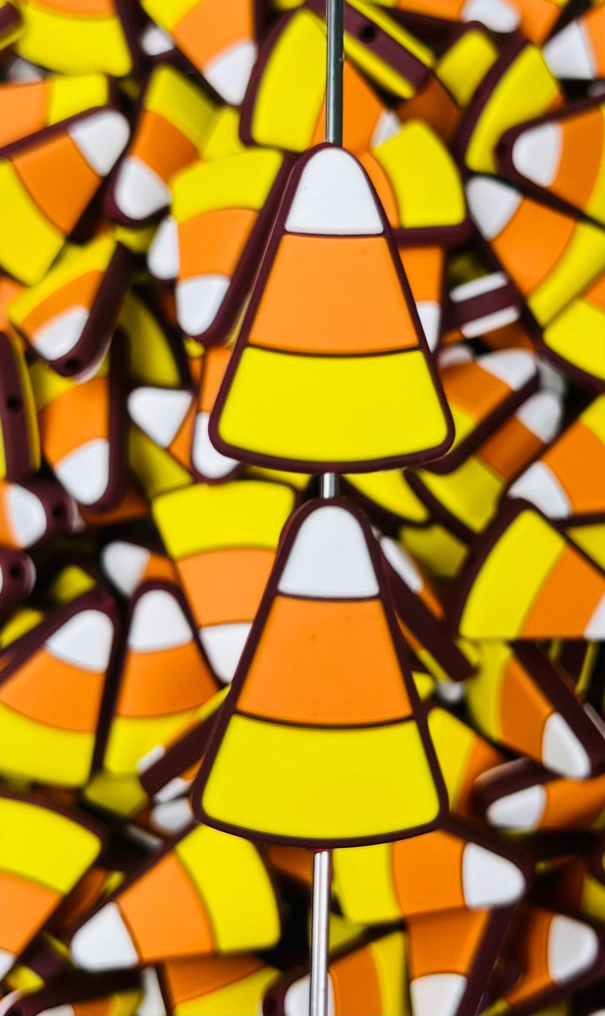 DARK Candy Corn Silicone Focal Bead, Halloween Silicone Bead