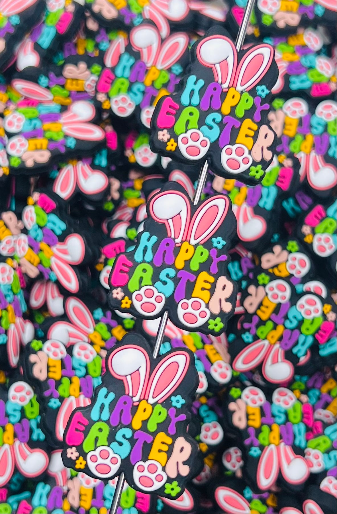 Happy Easter BUNNY Silicone Focal Bead, Easter Focal Bead
