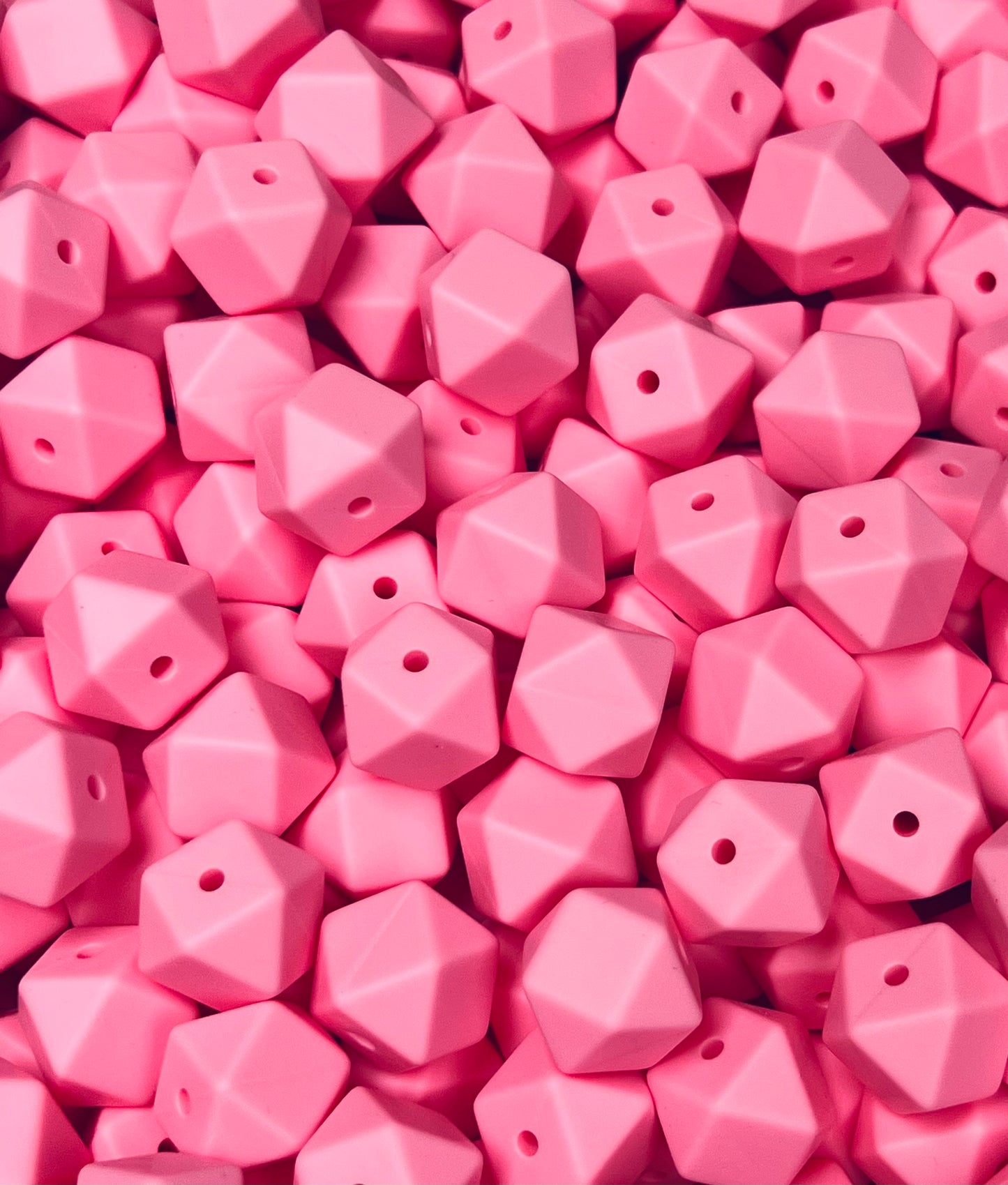14mm Hexagon Petal Pink Silicone Beads