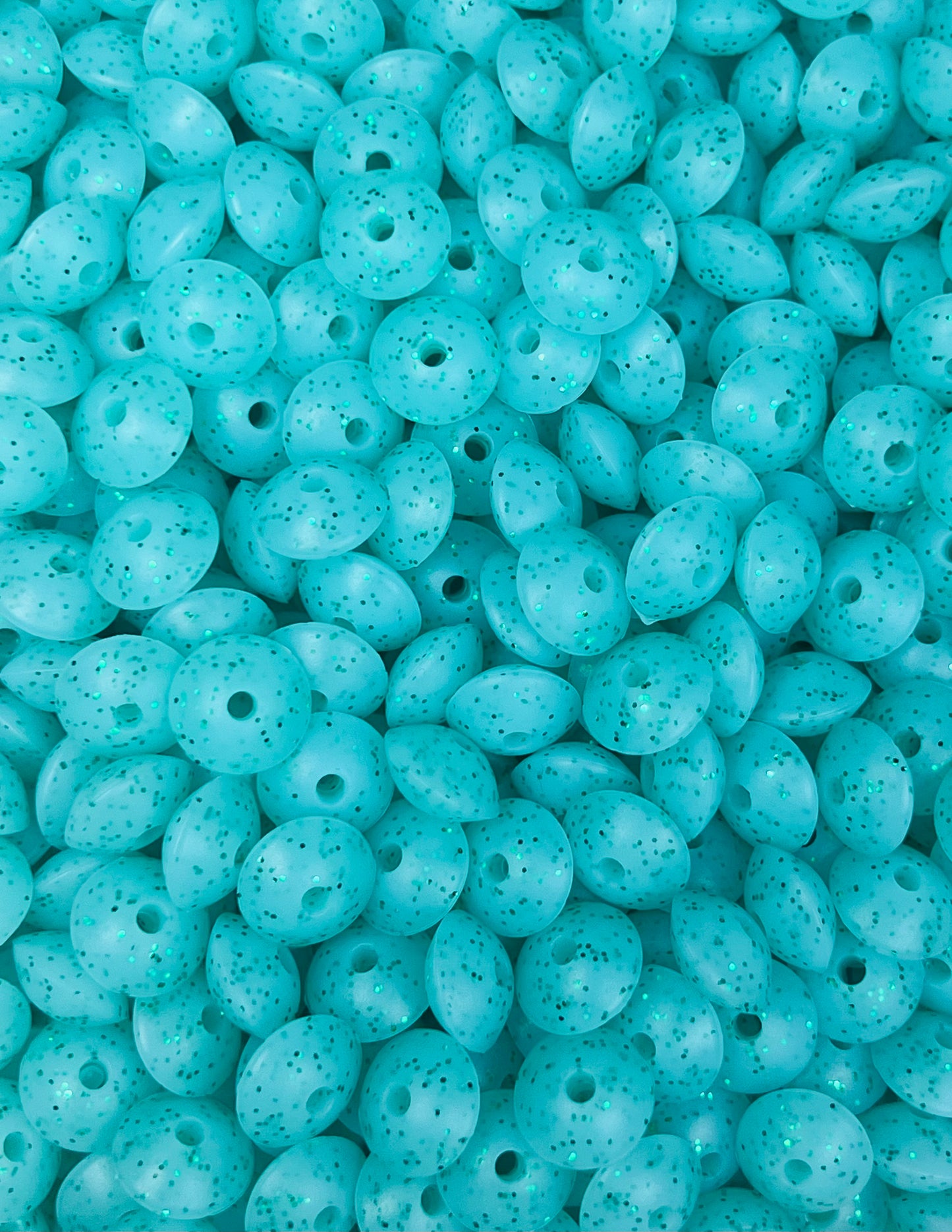 12mm Lentil GLITTER Teal Silicone Beads