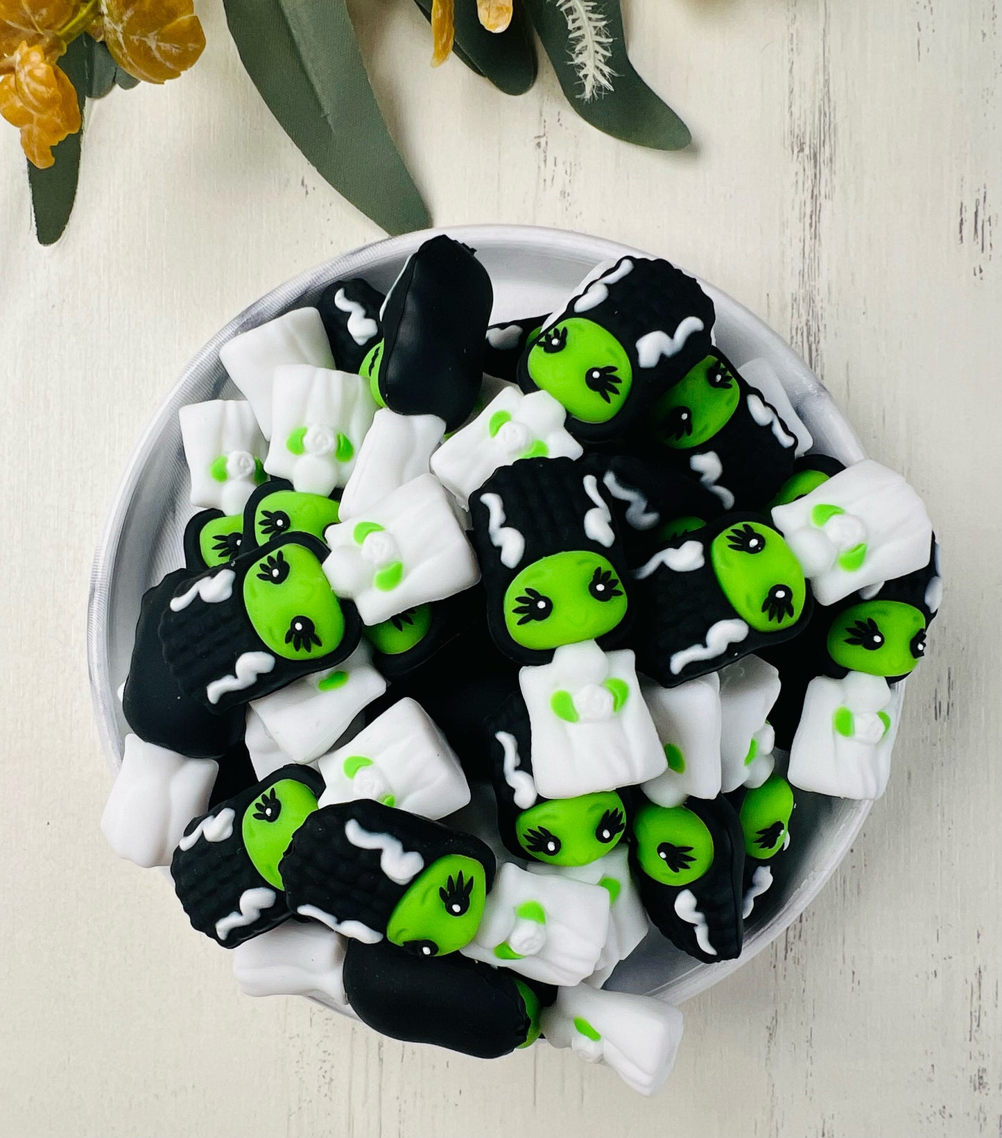 3D Bride of Frankenstein EXCLUSIVE Silicone Focal Bead,**NOT FOR TEETHING** Halloween Shape Silicone Bead