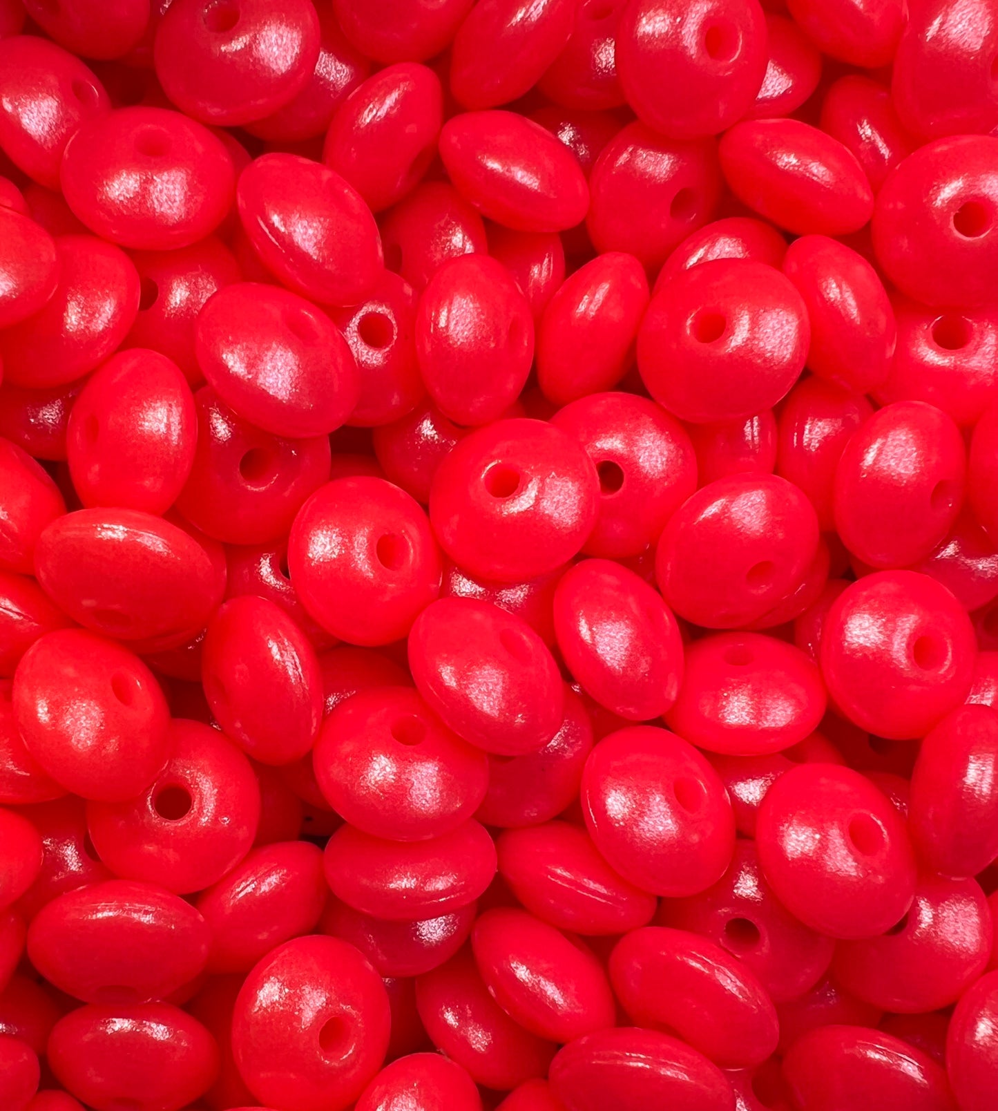 12mm Lentil Opal Neon Pink Silicone Bead, Pearl Lentil