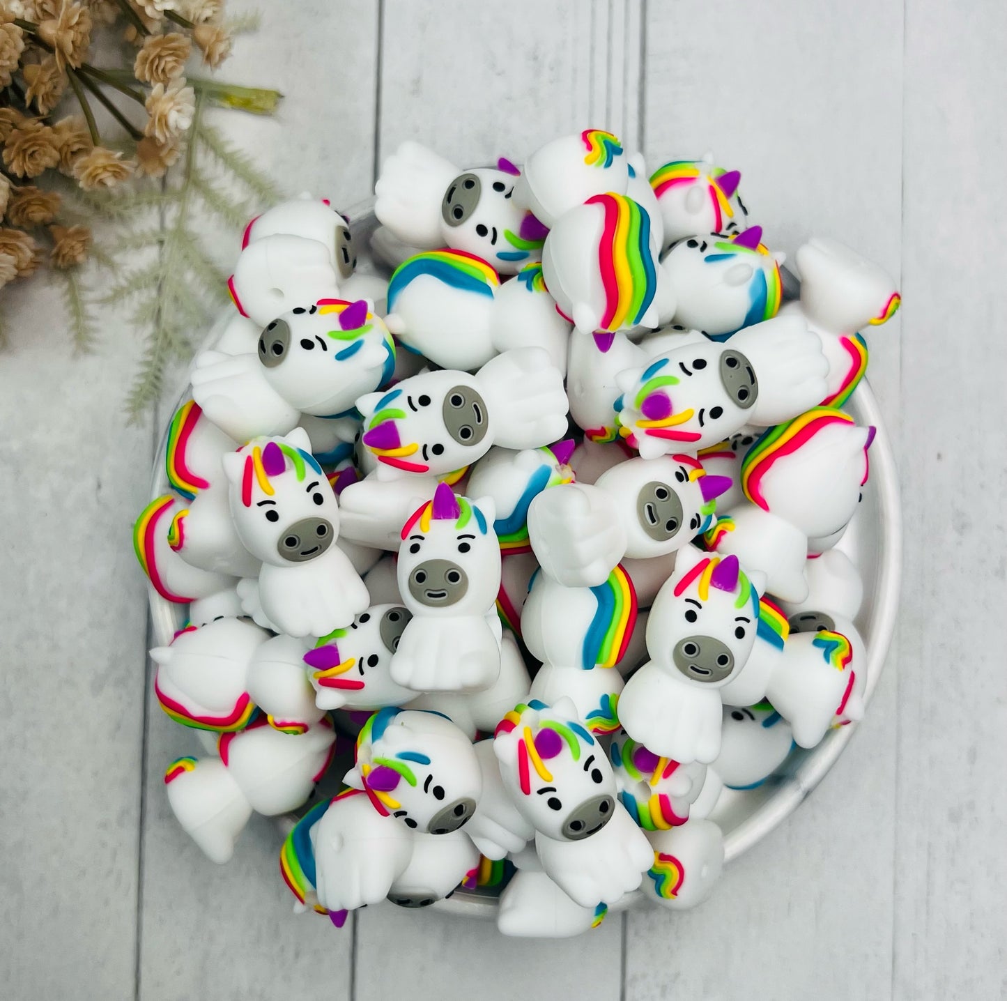 3D Unicorn EXCLUSIVE Silicone Focal Bead,**NOT FOR TEETHING** Animal Shape Silicone Bead