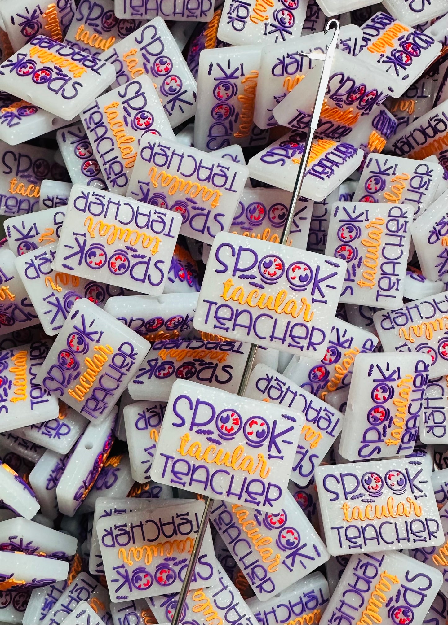 H- SPOOK-tacular Teacher EXCLUSIVE Silicone Focal Bead, Halloween Silicone Bead