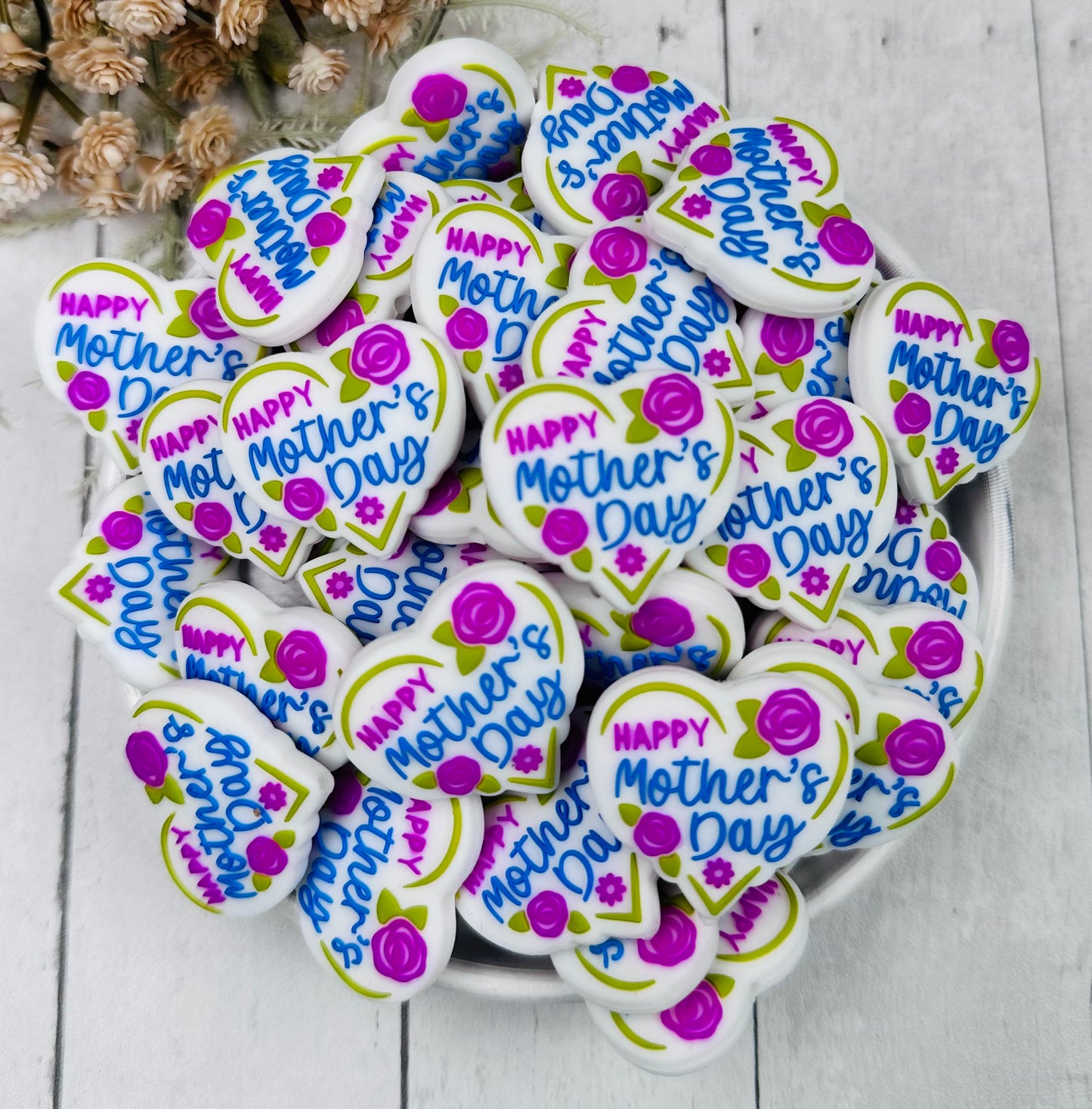 Happy Mother's Day Silicone Focal Bead, Mother's Day Silicone Bead