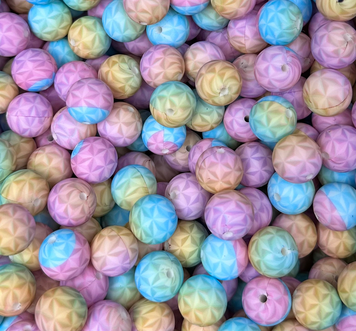 15mm Print Pastel Jeweling Round Silicone Beads