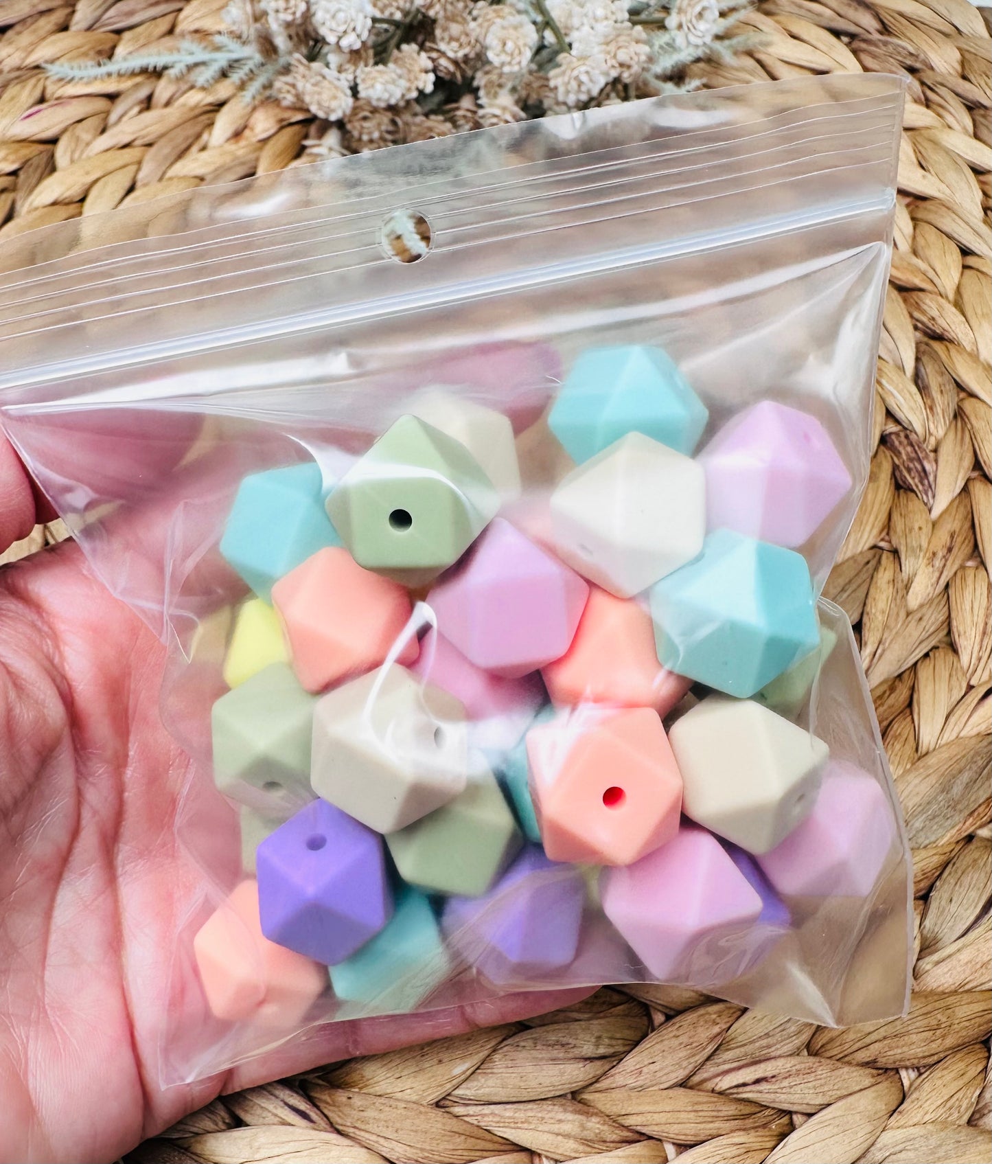 * Bead Mix - Pastel 14mm HEXAGON Silicone Bead Mix Bag