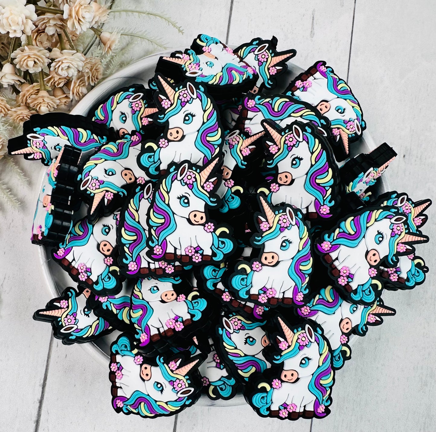 Glamorous Unicorn Silicone Focal Bead, Animal Shape Silicone Bead