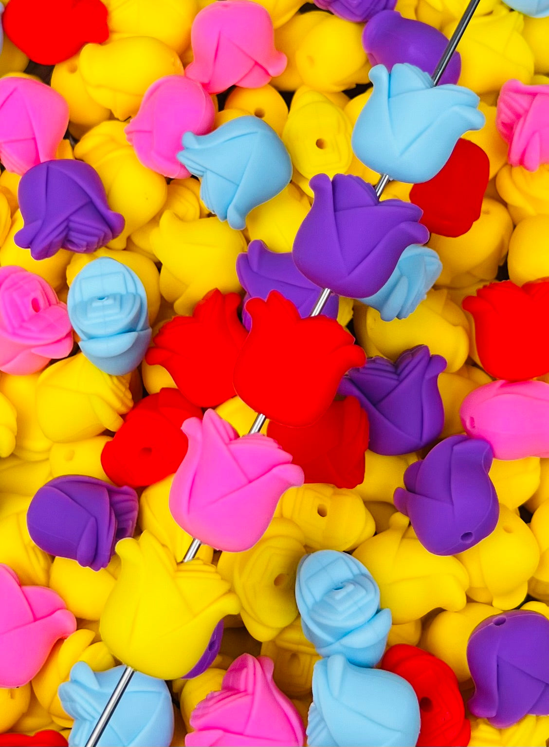 3D Tuplip Silicone Focal Bead,**NOT FOR TEETHING** Flower Shape Silicone Bead