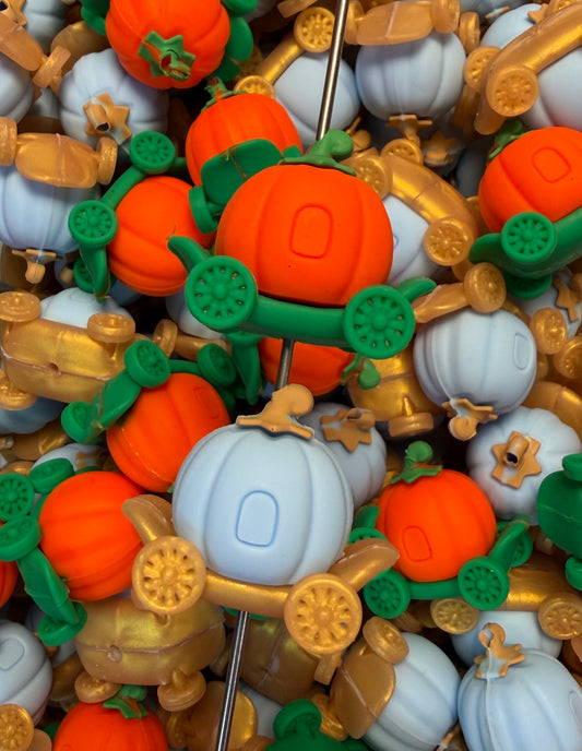 3D Pumpkin Carriage EXCLUSIVE Silicone Focal Bead,**NOT FOR TEETHING** 3D Shape Silicone Bead