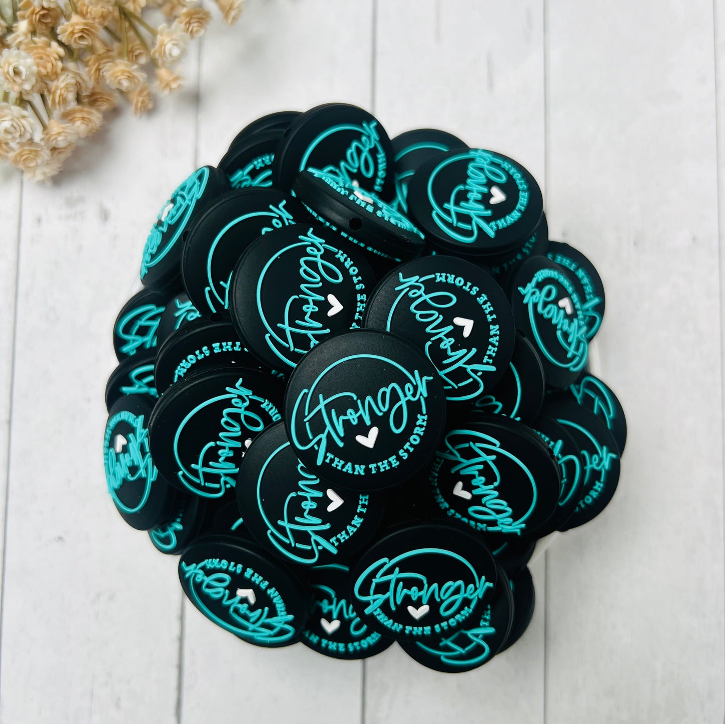 Stronger Than the Storm EXCLUSIVE Silicone Focal Bead, Quote Silicone Focal Bead