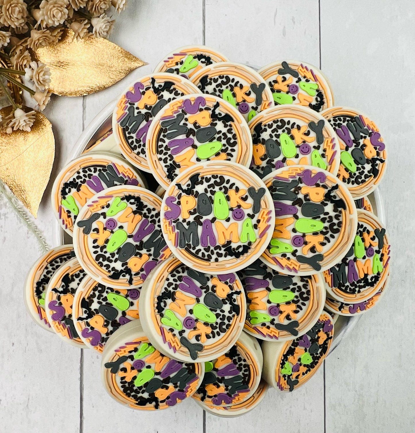 H- Spooky Mama EXCLUSIVE Silicone Focal Bead, Halloween Silicone Bead