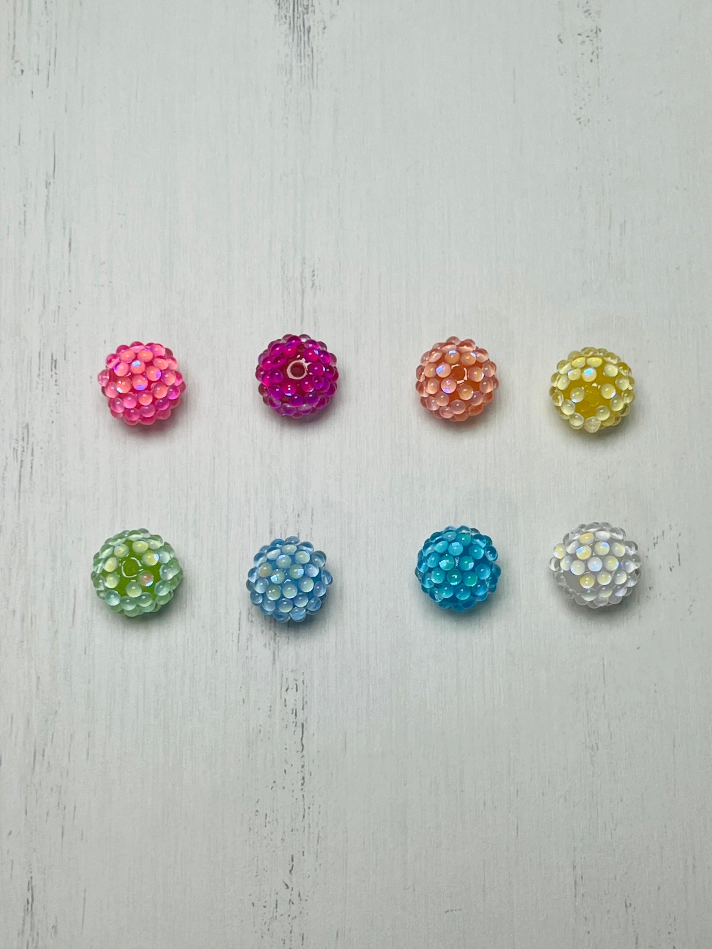 16mm Rhinestone IRIDESCENT PEARL Round Acrylic Beads