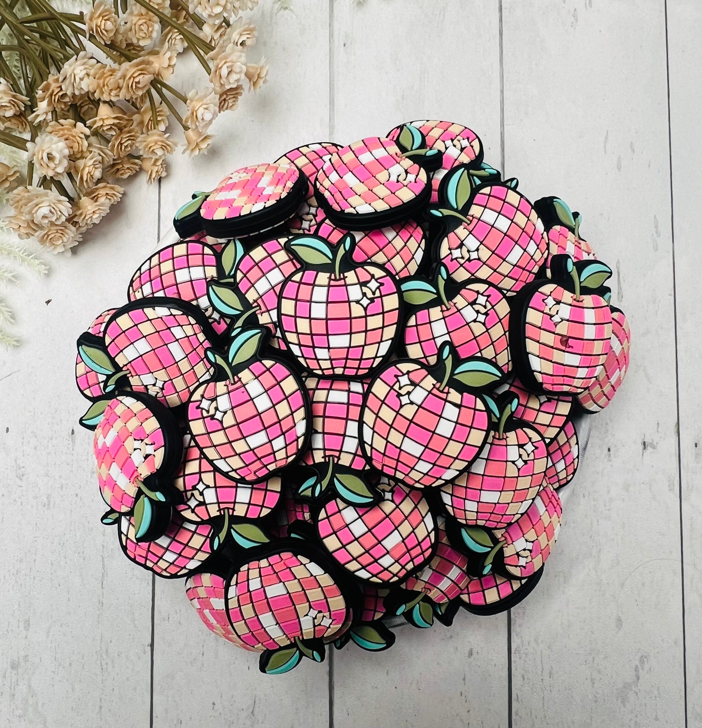 Disco Apple EXCLUSIVE Silicone Focal Bead, Teacher Silicone Bead