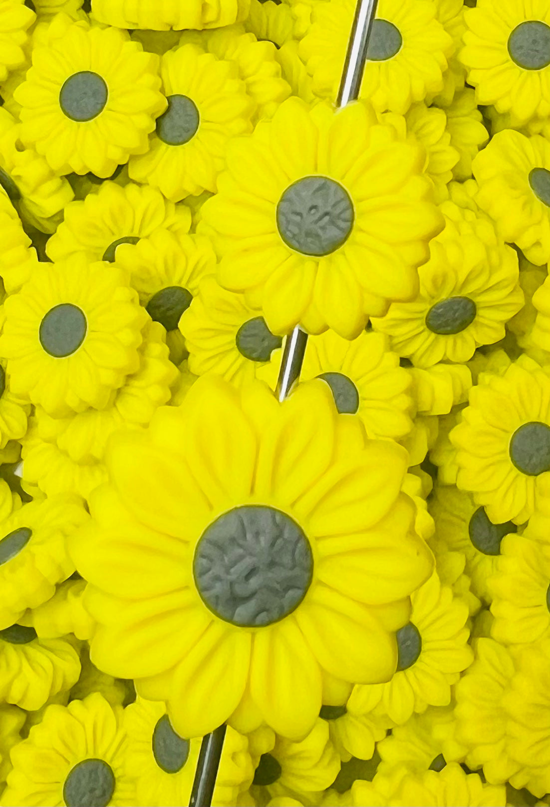L- New Sunflower SUNSHINE Silicone Focal Bead, Flower Shape Silicone Bead