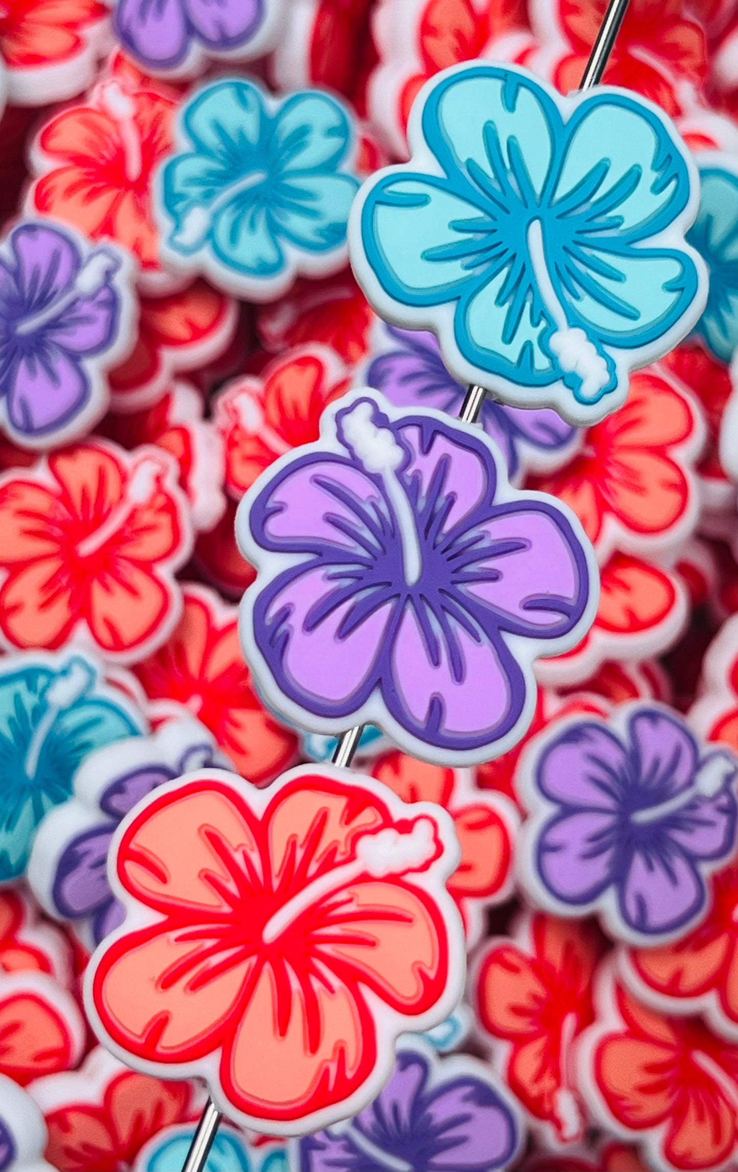 Hibiscus Focal Silicone Bead, Flower Focal Silicone Bead