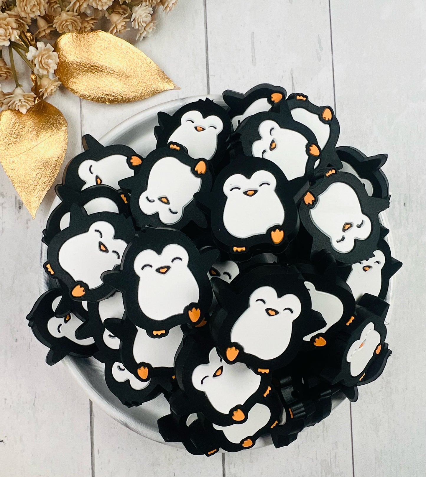 A- Osbert the Penguin Silicone Focal Bead, Animal Shape Silicone Bead