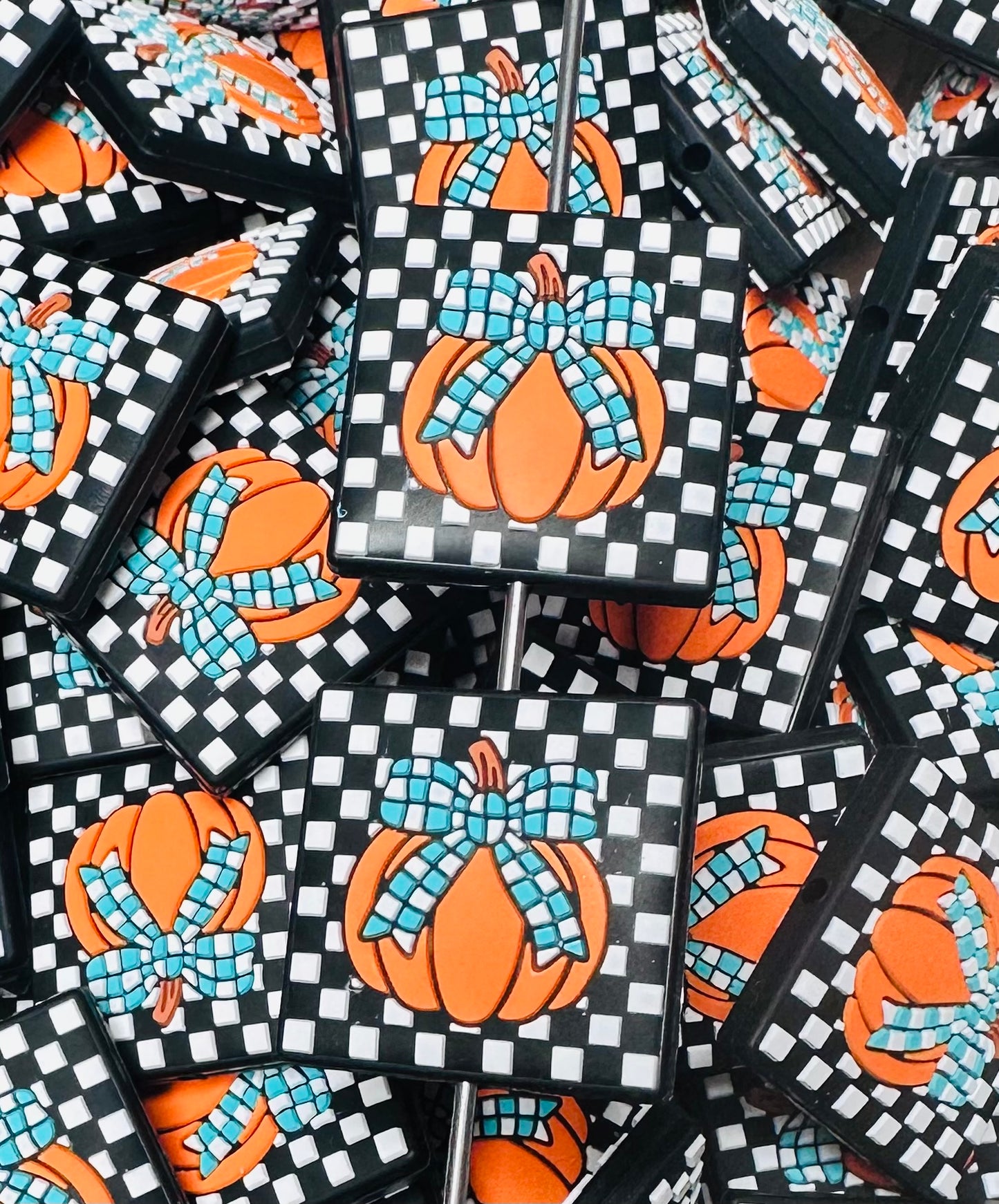 Bow-Tied Pumpkin Silicone Focal Bead, Fall Focal Bead