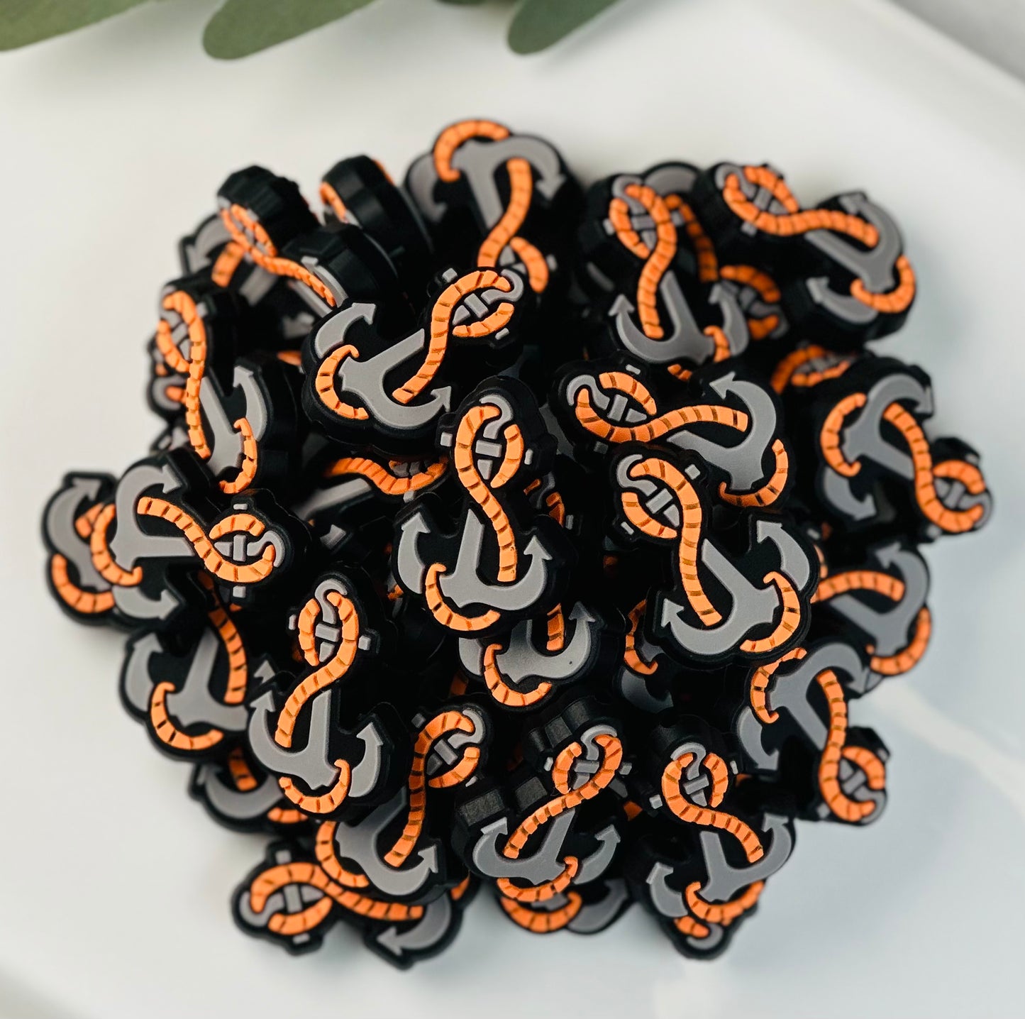 Anchor Silicone Focal Bead, Ocean Silicone Bead