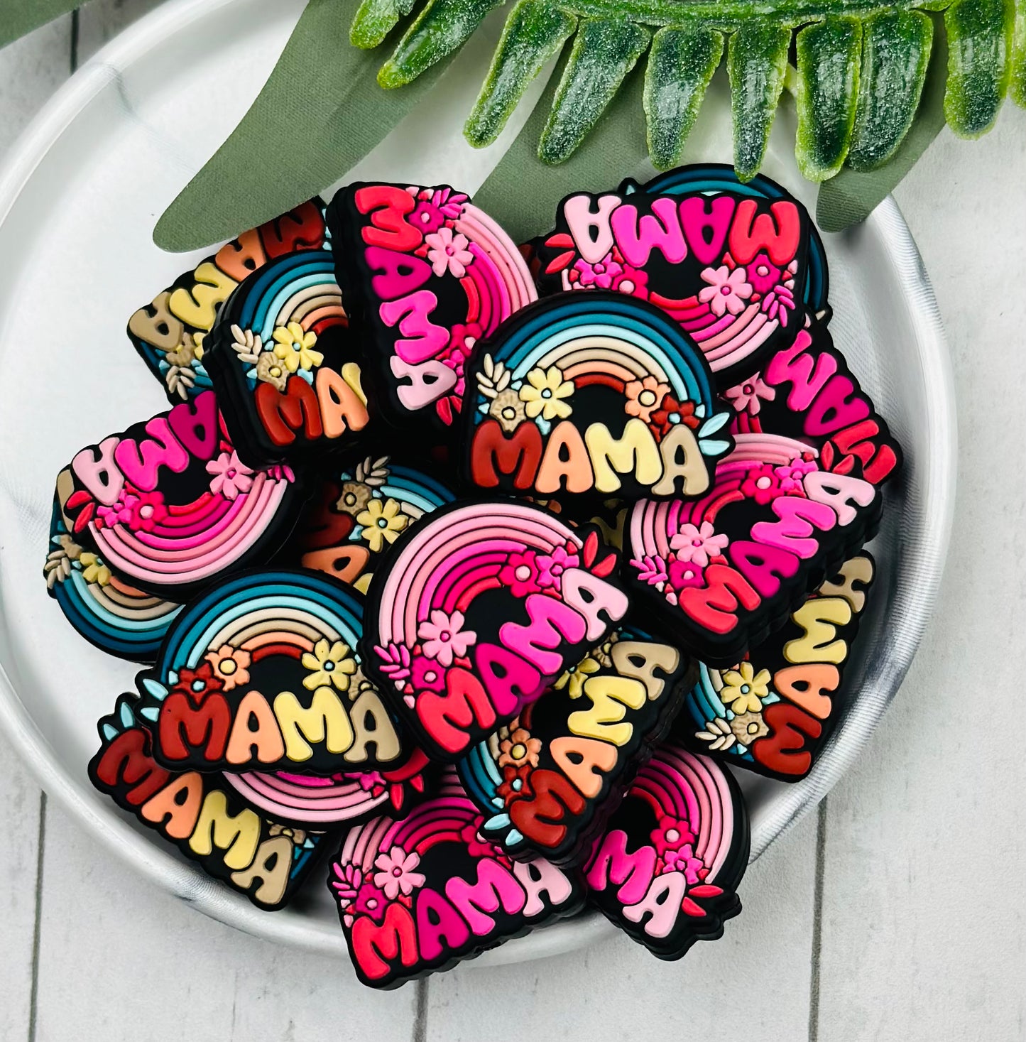 MAMA Collab Rainbow Focal Silicone Bead, Mom Silicone Focal Bead